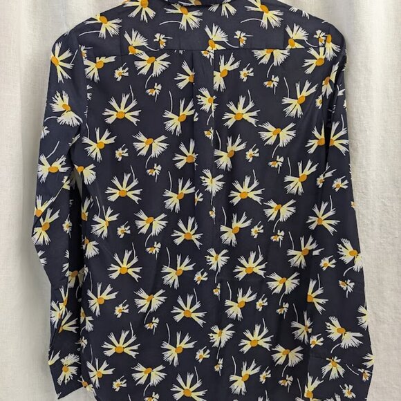 Daisy button up blouse, Navy blue Banana Republic, women's size extra small C3 - Picture 2 of 11